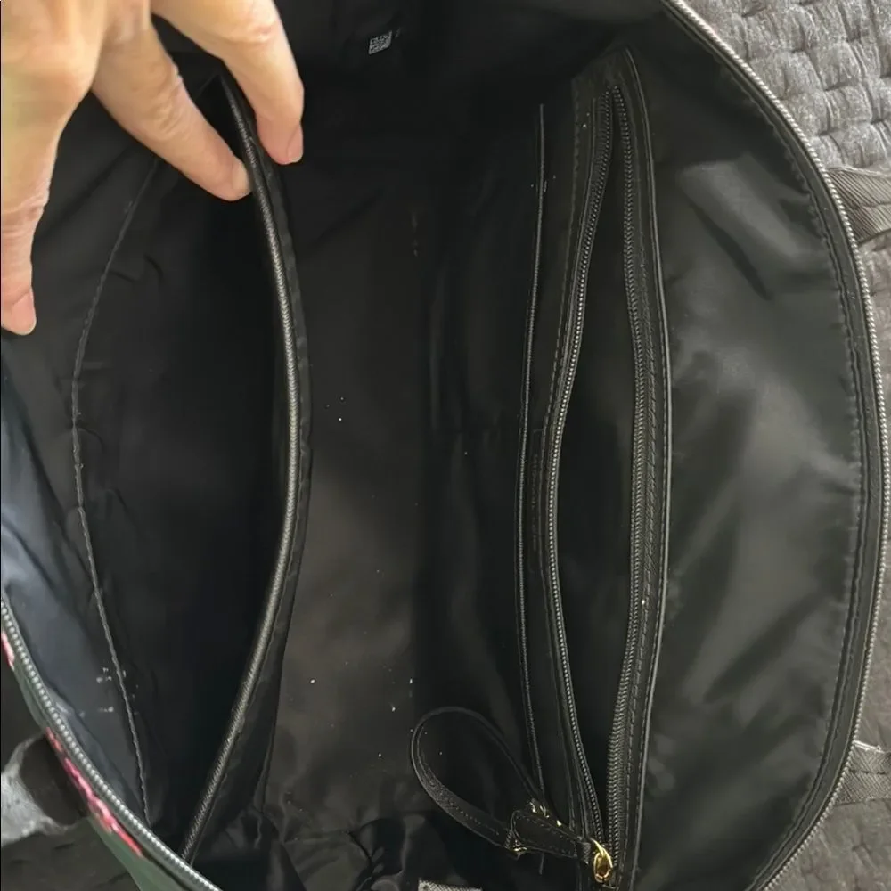 Michael Kors Nylon Floral Tote Bag Black/Pink Floral Print, Gold Tone Hardware - Picture 9 of 15